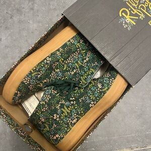 Keds x Rifle Paper Co Green and Tan Floral High Top Sneakers